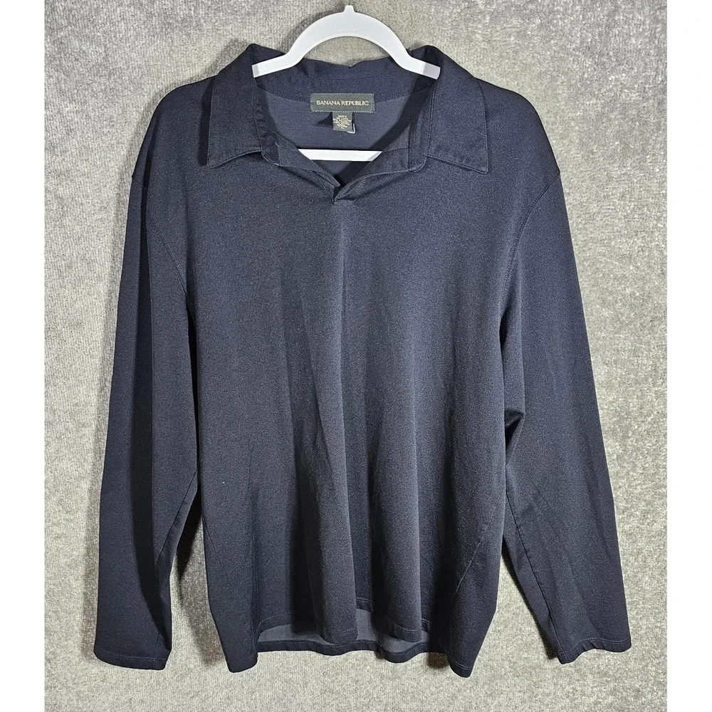 Vintage Banana Republic Polo Shirt Mens‎ Size XL Blue Long Sleeve Collared